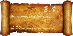Borsoveczky Vencel névjegykártya